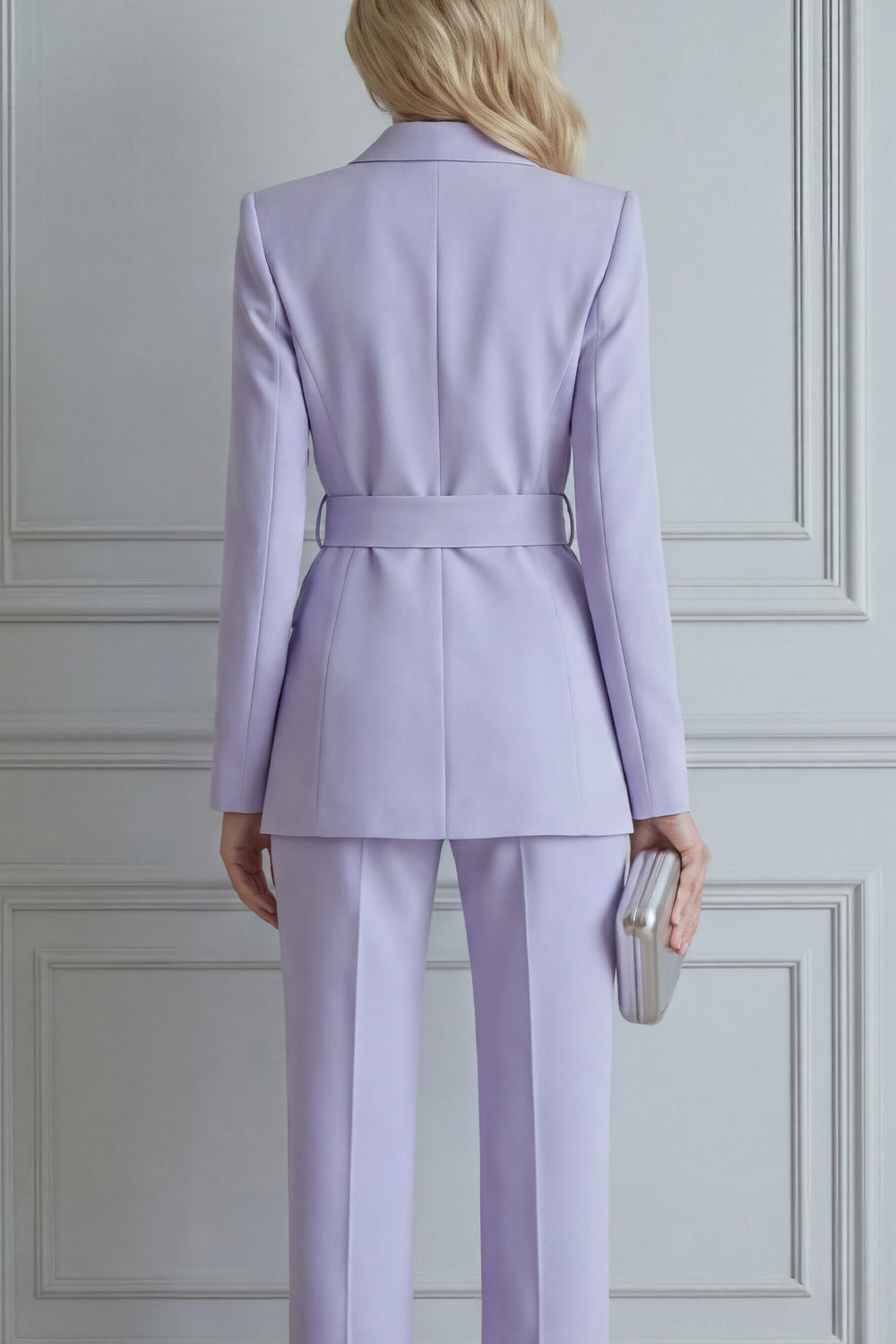 2 Piece Lilac Notched Lapel Double Breasted Slim Fit Prom Suits