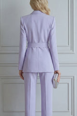 2 Piece Lilac Notched Lapel Double Breasted Slim Fit Prom Suits