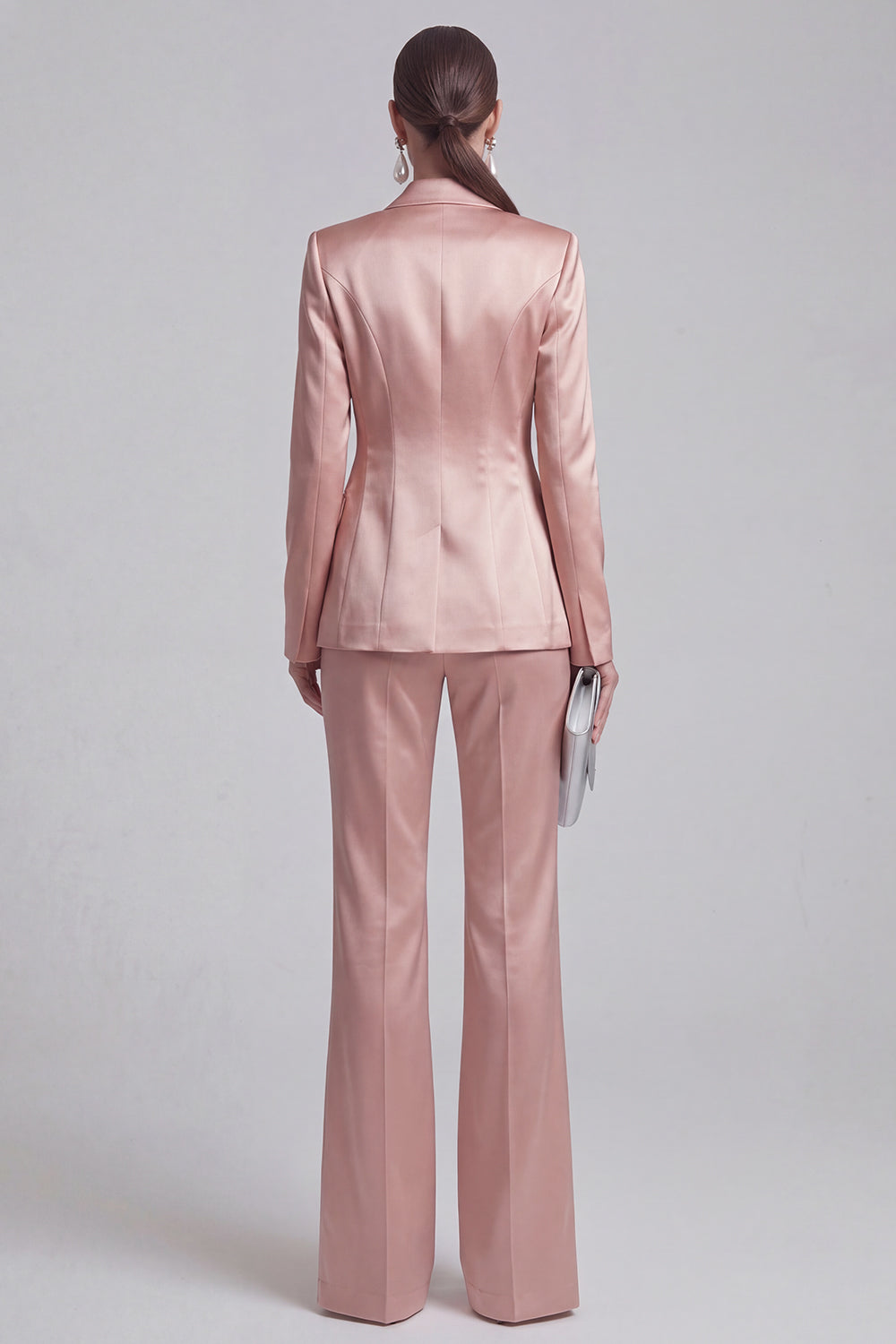 2 Piece Blue Peak Lapel Women Suits with Sleeves