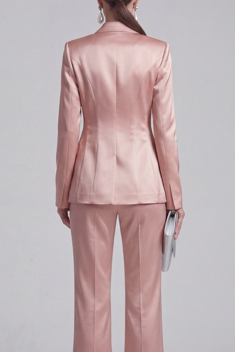 2 Piece Blue Peak Lapel Women Suits with Sleeves