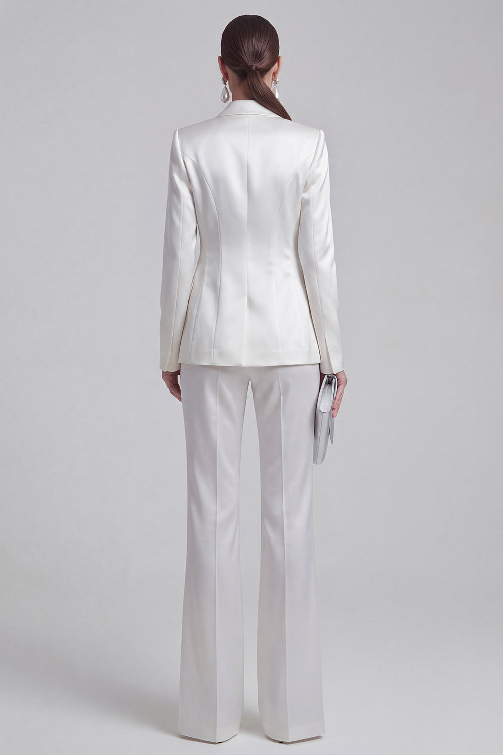 2 Piece Blue Peak Lapel Women Suits with Sleeves