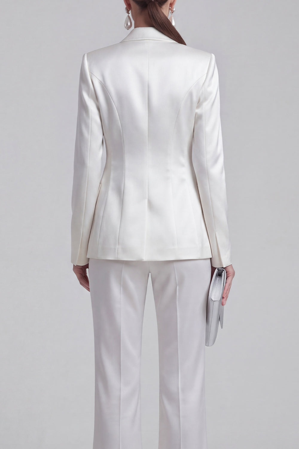 2 Piece Blue Peak Lapel Women Suits with Sleeves