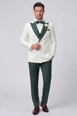 3 Piece Black Double Breasted Peak Lapel Men's Prom Suits