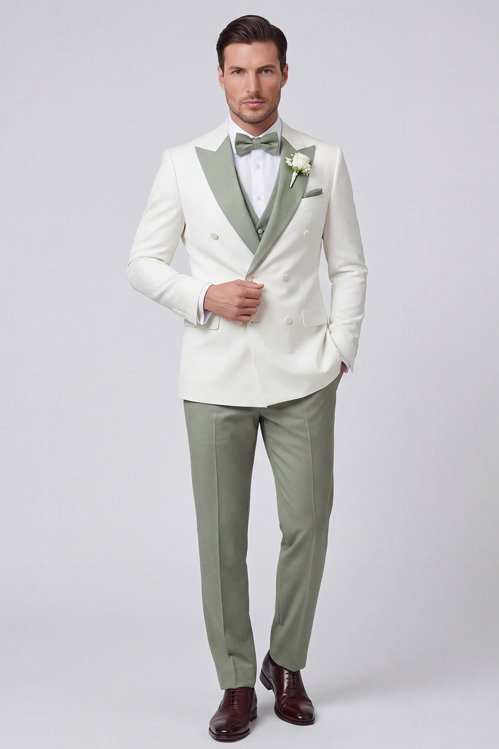 3 Piece Black Double Breasted Peak Lapel Men's Prom Suits