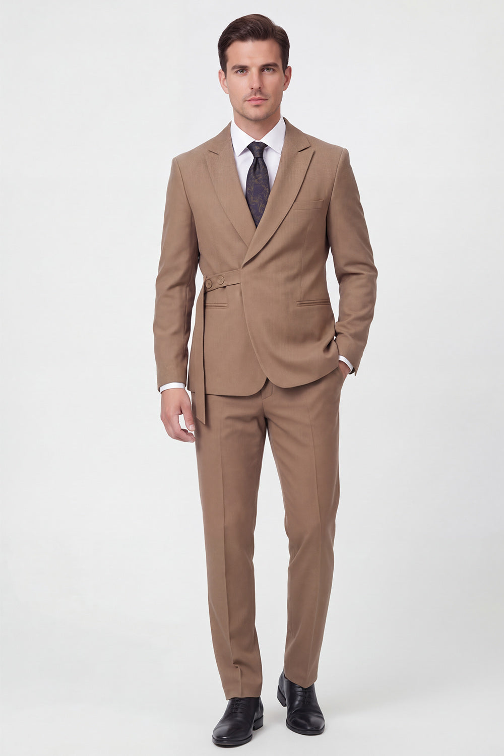 2 Piece Brown One Button Notch Lapel Men's Suits