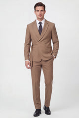2 Piece Brown One Button Notch Lapel Men's Suits