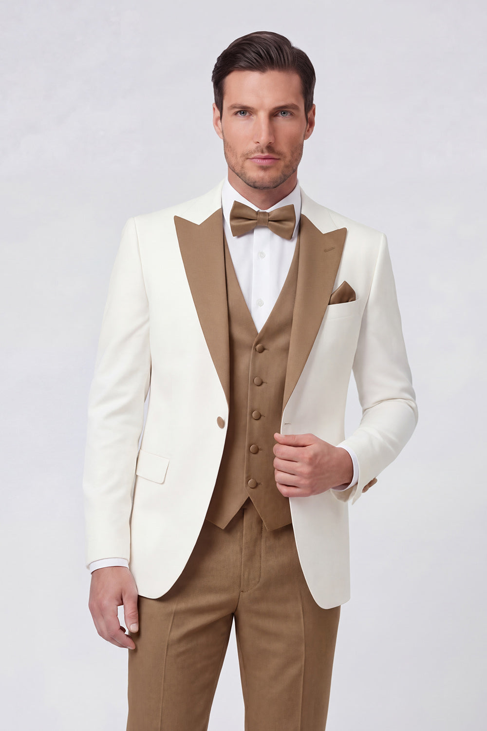 3 Piece Black One Button Peak Lapel Men's Prom Suits