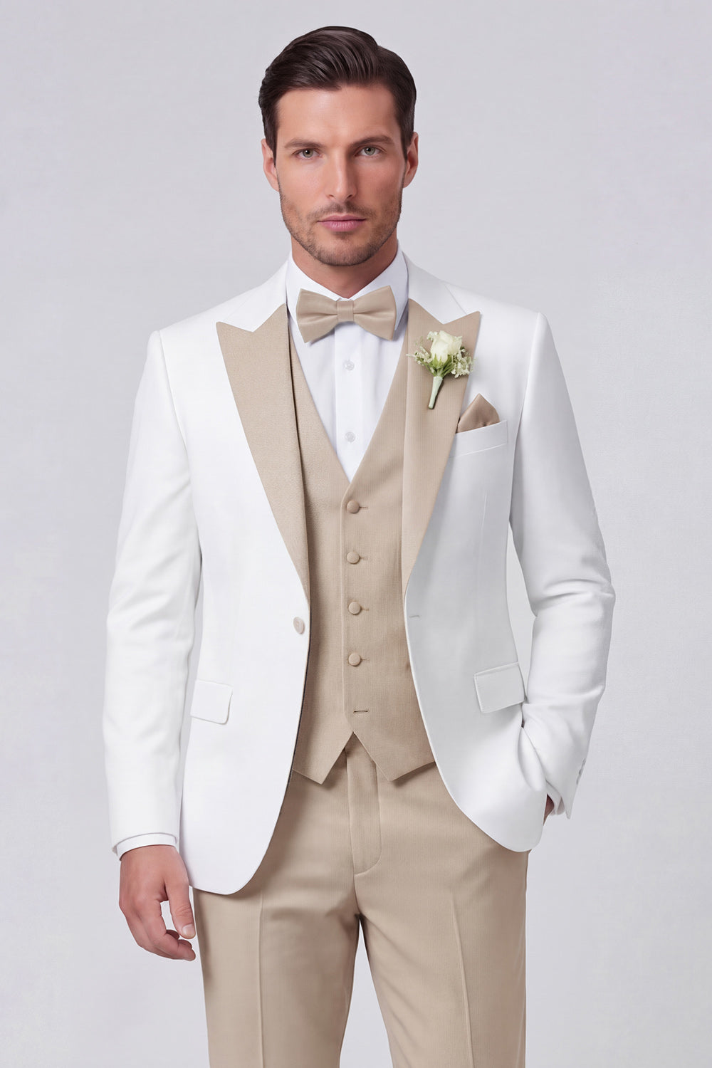 3 Piece Black One Button Peak Lapel Men's Prom Suits