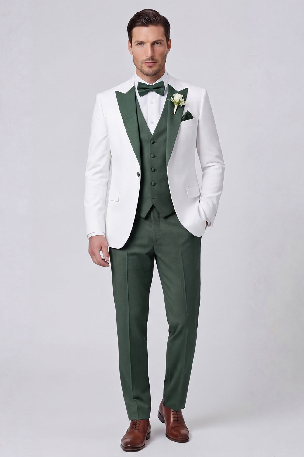 3 Piece Black One Button Peak Lapel Men's Prom Suits