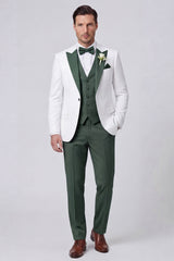 3 Piece Black One Button Peak Lapel Men's Prom Suits