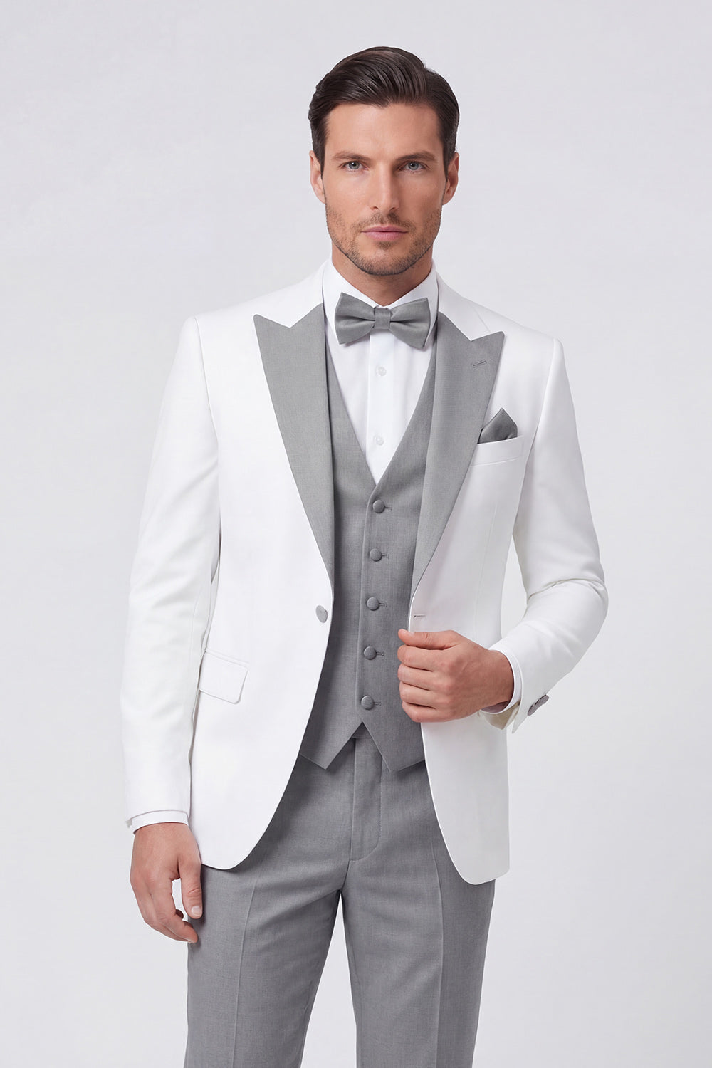 3 Piece Black One Button Peak Lapel Men's Prom Suits