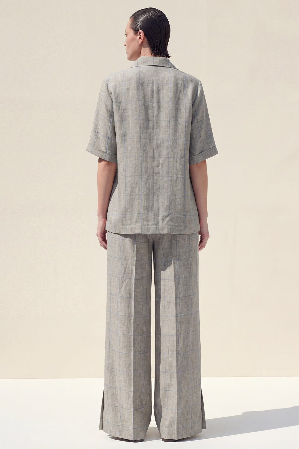 2-Piece Notched Lapel Grey Short Sleeve Women Suits