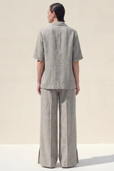 2-Piece Notched Lapel Grey Short Sleeve Women Suits