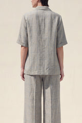 2-Piece Notched Lapel Grey Short Sleeve Women Suits