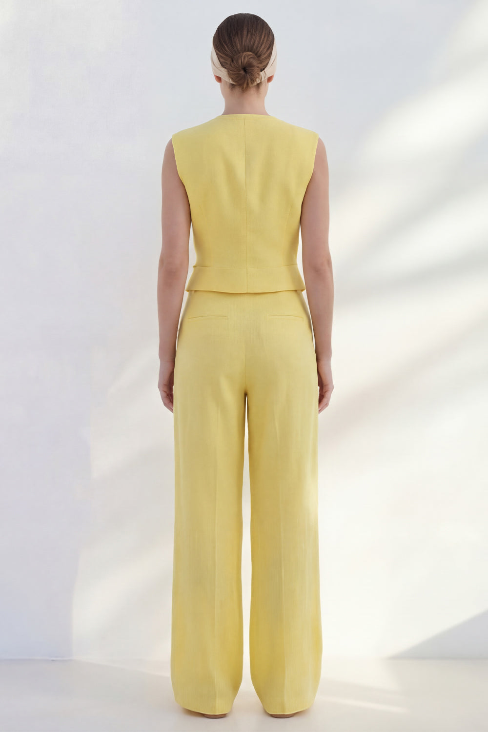 2 Piece Yellow Butter Shawl Lapel Double Breasted Business Suits with Pockets