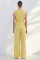 2 Piece Yellow Butter Shawl Lapel Double Breasted Business Suits with Pockets