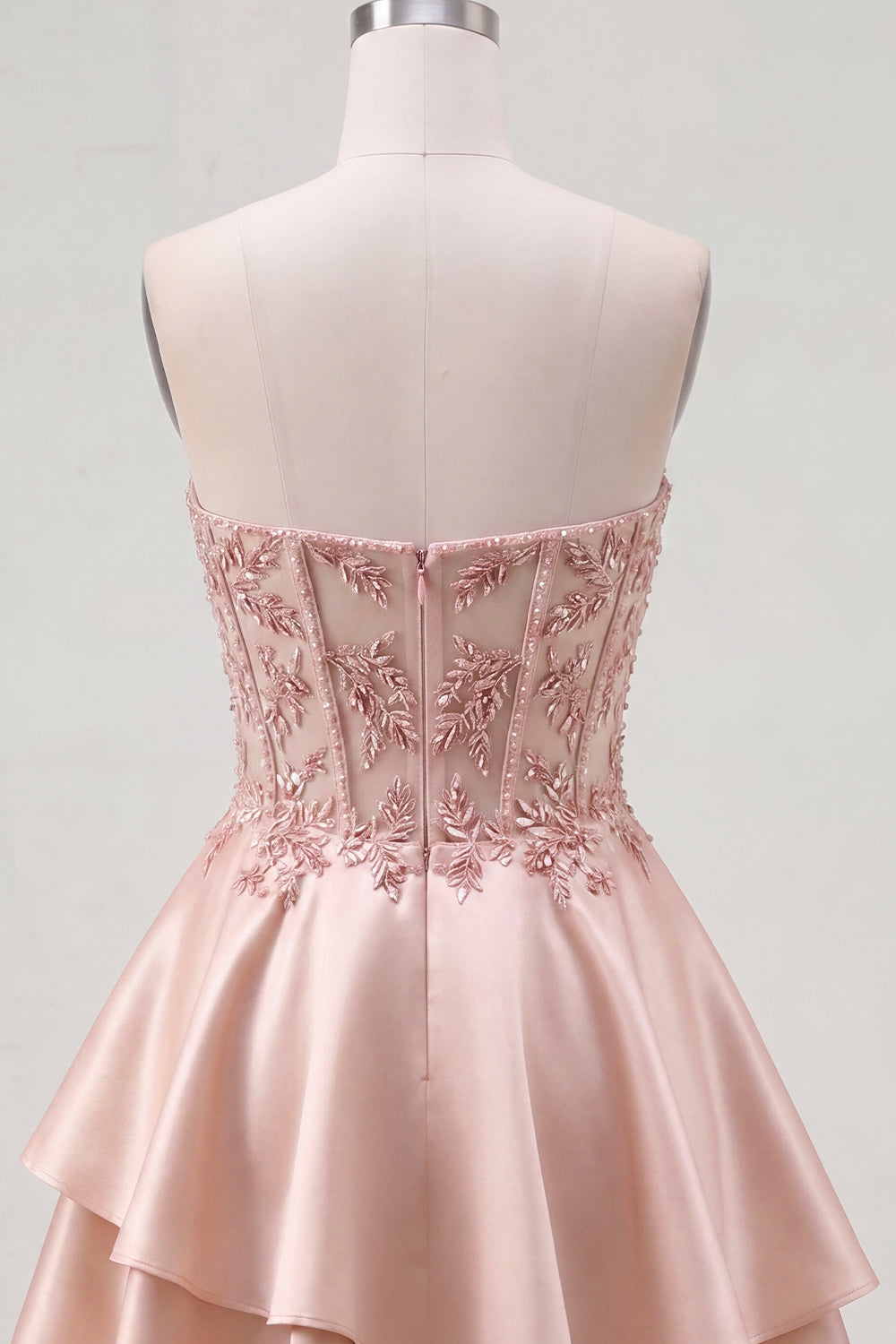 A-Line Champagne Sweetheart Sheer Corset Ruffled Homecoming Dress with Beading