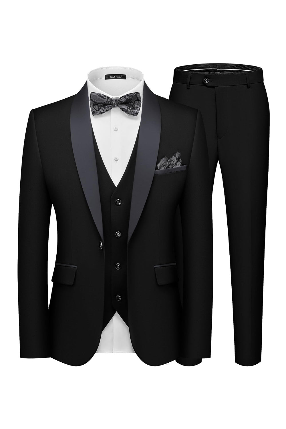 3 Piece Shawl Lapel Dark Green One Button Men's Prom Suits