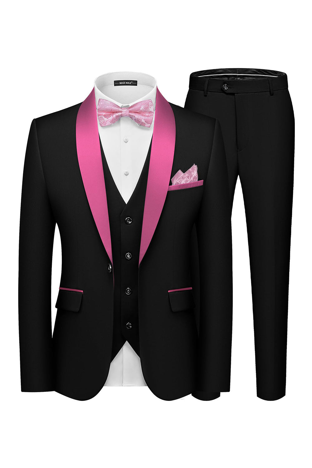3 Piece Shawl Lapel Dark Green One Button Men's Prom Suits