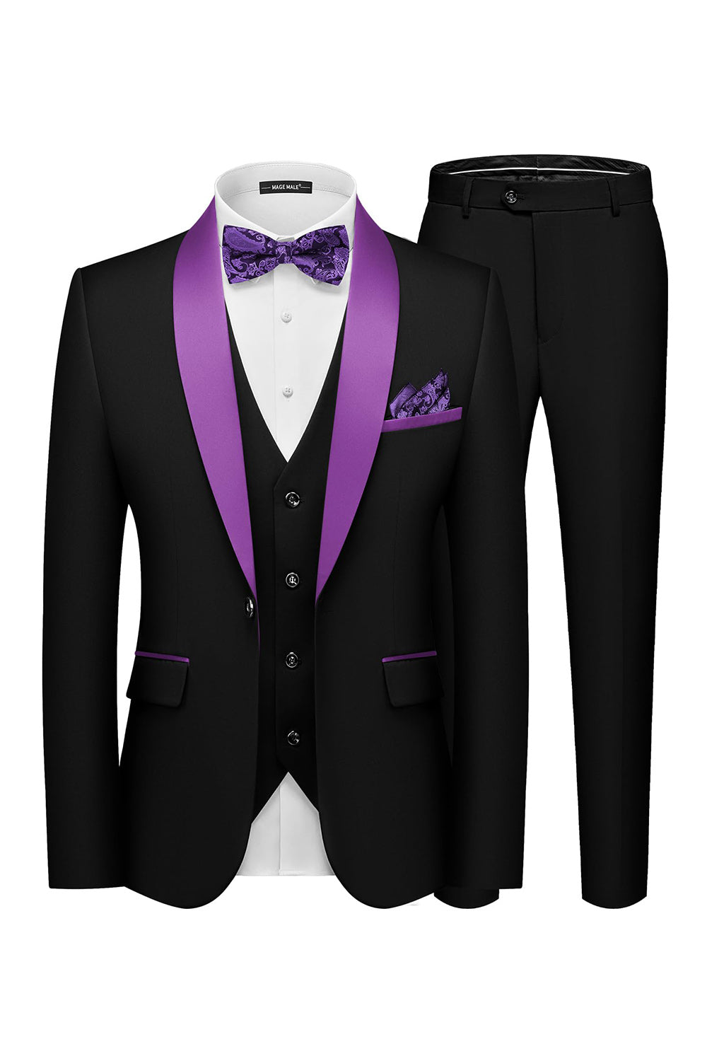 3 Piece Shawl Lapel Dark Green One Button Men's Prom Suits