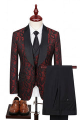 3 Piece Dark Green Shawl Lapel One Button Men's Prom Suits