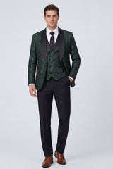 3 Piece Dark Green Shawl Lapel One Button Men's Prom Suits