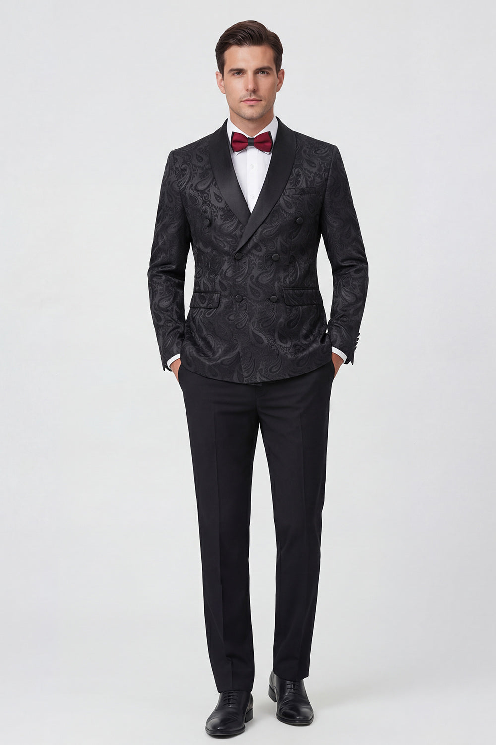 2 Piece Shawl Lapel Black Double Breasted Men's Wedding Suits