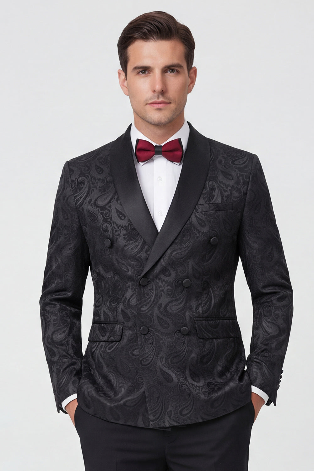 2 Piece Shawl Lapel Black Double Breasted Men's Wedding Suits
