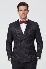 2 Piece Shawl Lapel Black Double Breasted Men's Wedding Suits