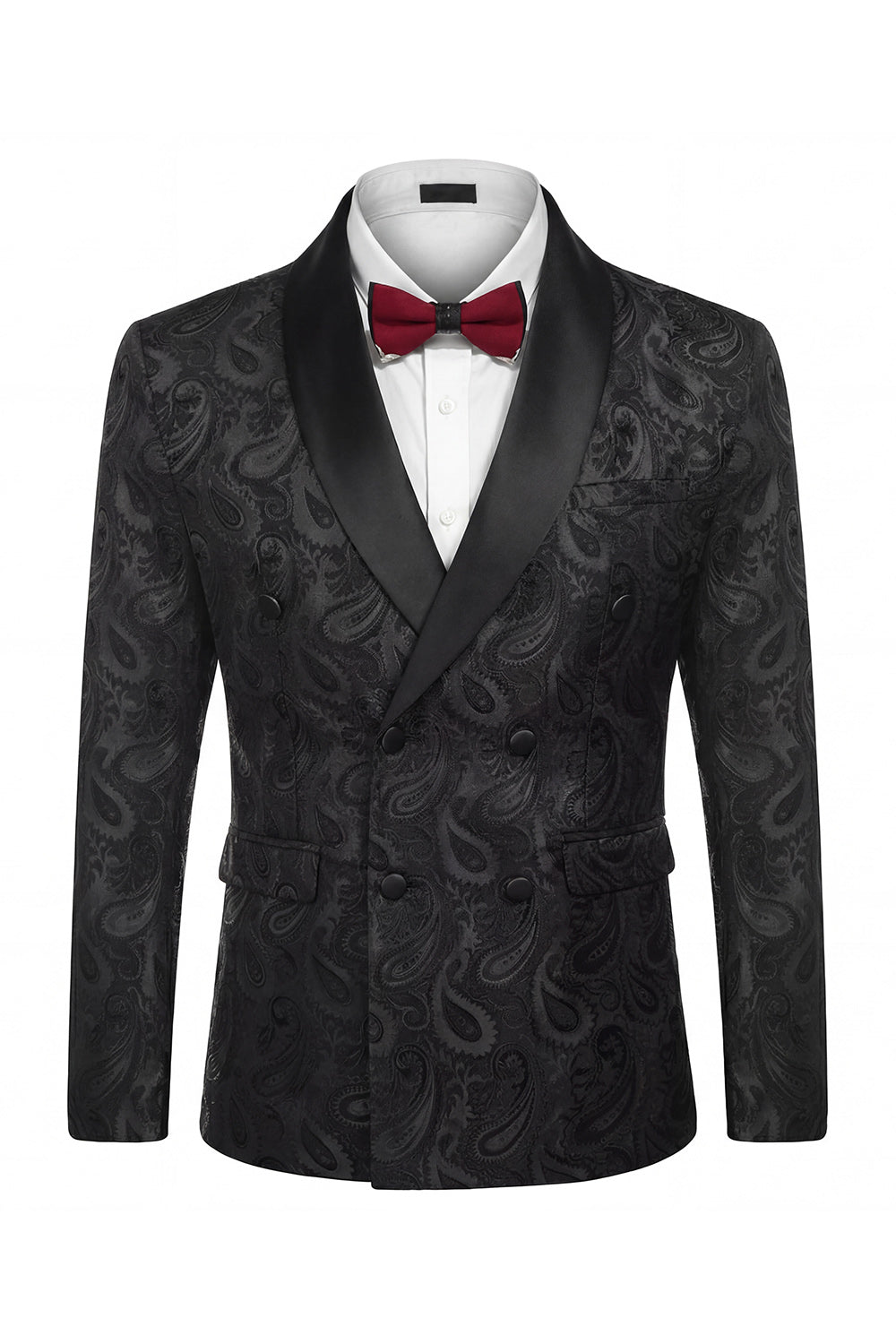 2 Piece Shawl Lapel Black Double Breasted Men's Wedding Suits
