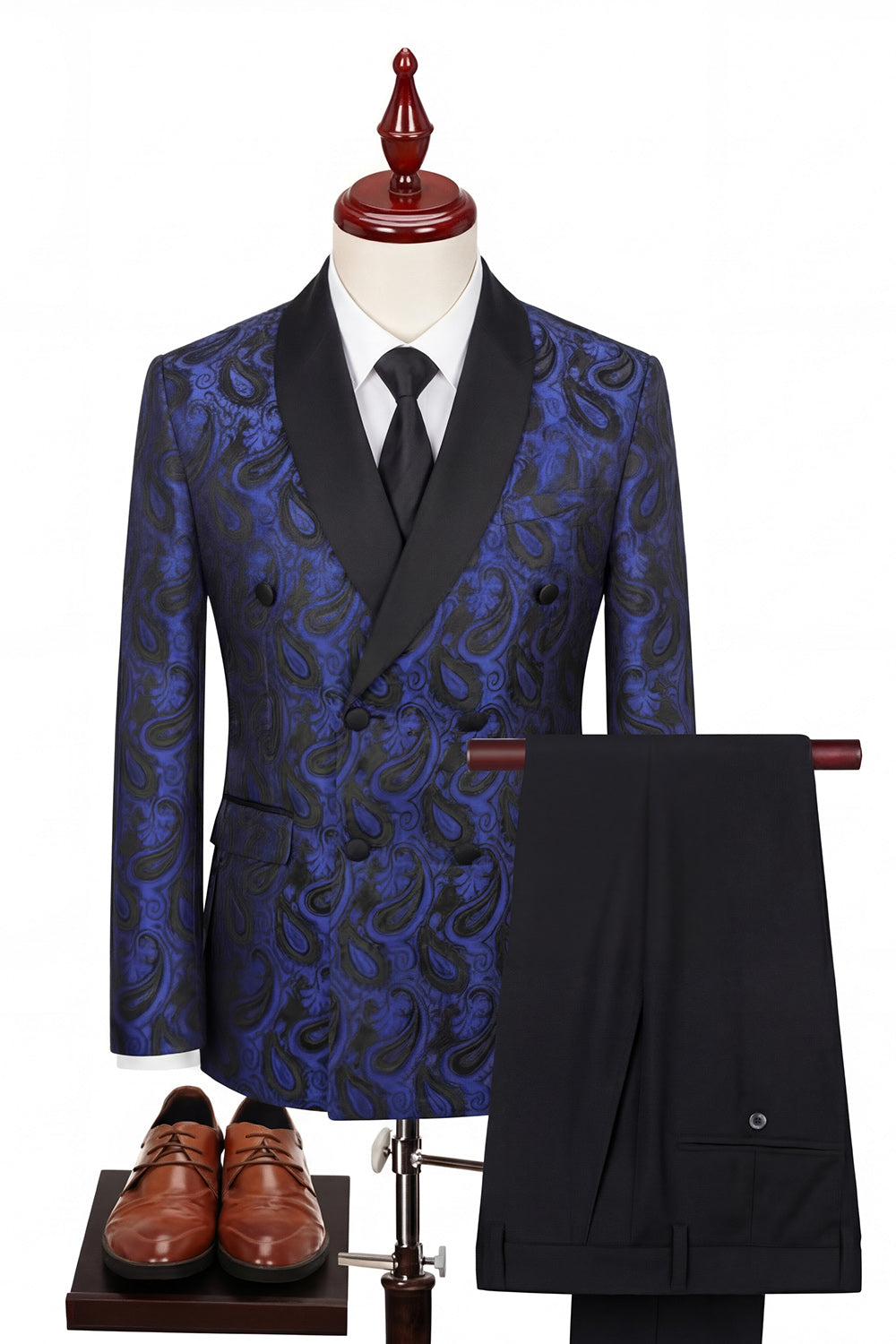 2 Piece Shawl Lapel Black Double Breasted Men's Wedding Suits