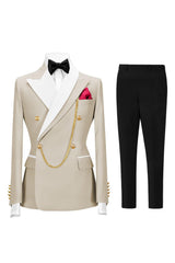 2 Piece Champagne Peak Lapel Double Breasted Men's Prom Suits
