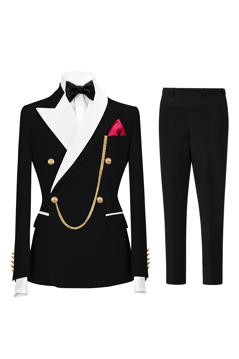 2 Piece Champagne Peak Lapel Double Breasted Men's Prom Suits