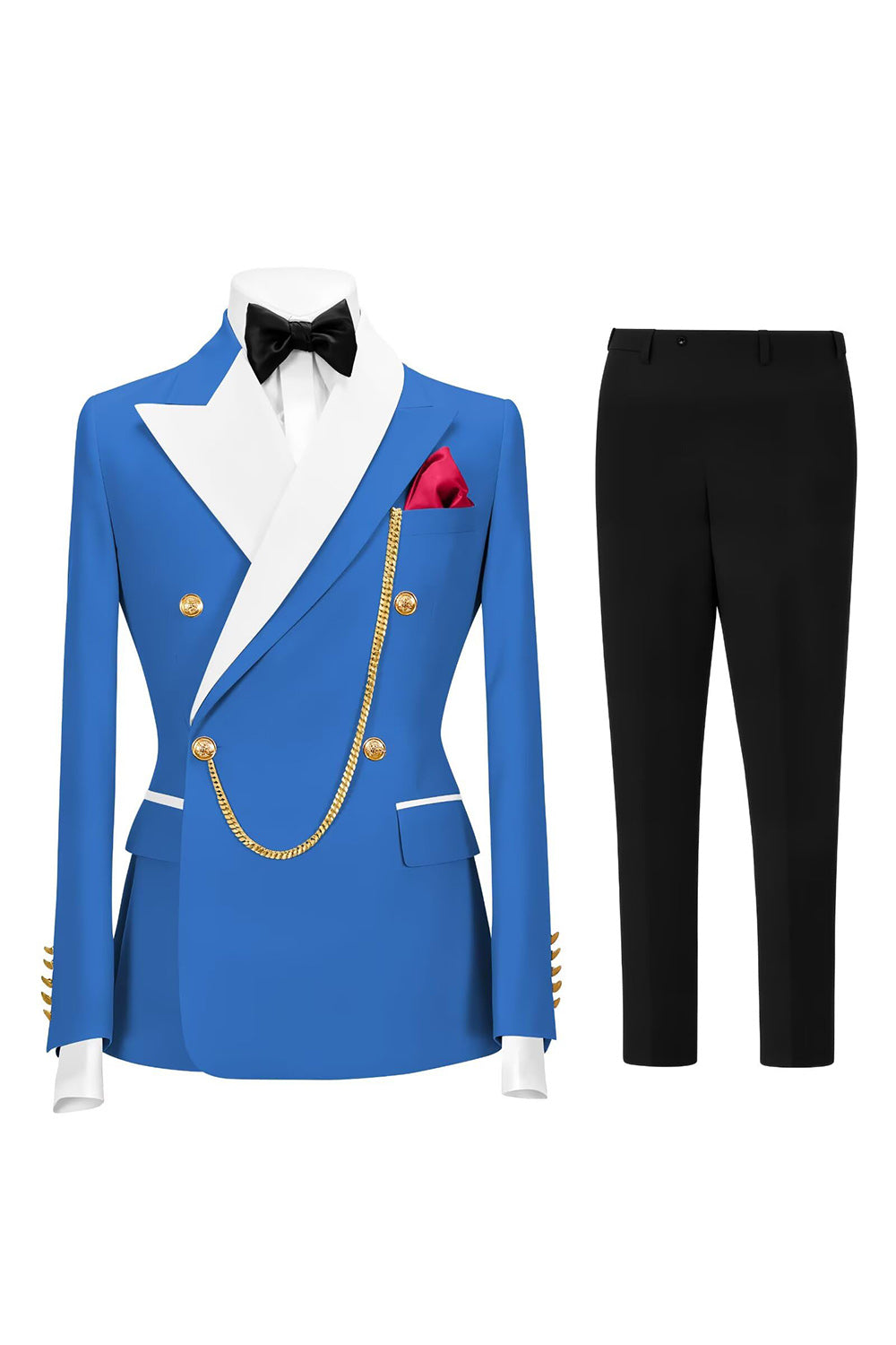 2 Piece Champagne Peak Lapel Double Breasted Men's Prom Suits