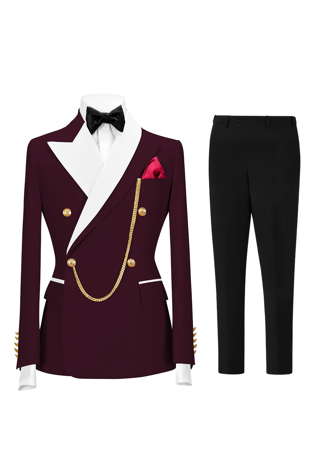 2 Piece Champagne Peak Lapel Double Breasted Men's Prom Suits