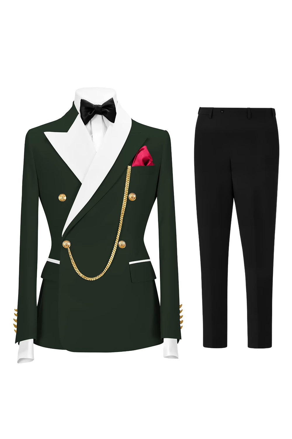 2 Piece Champagne Peak Lapel Double Breasted Men's Prom Suits