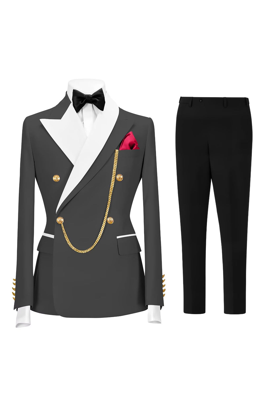 2 Piece Champagne Peak Lapel Double Breasted Men's Prom Suits