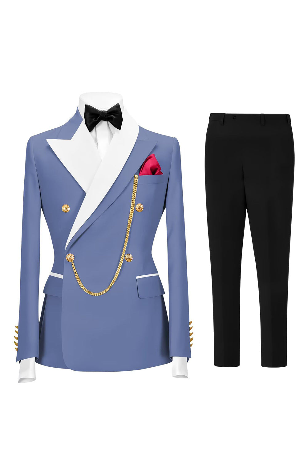 2 Piece Champagne Peak Lapel Double Breasted Men's Prom Suits
