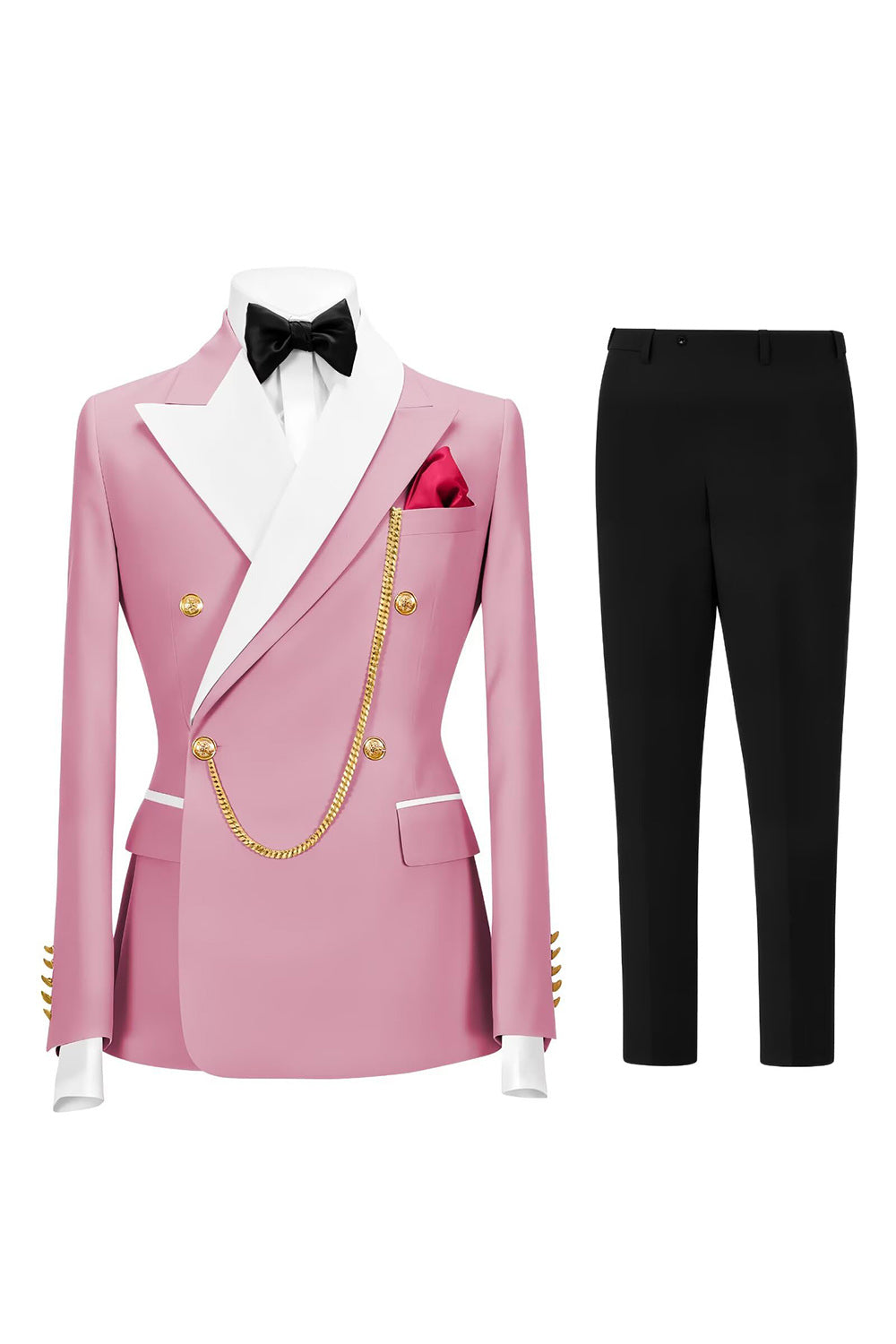 2 Piece Champagne Peak Lapel Double Breasted Men's Prom Suits