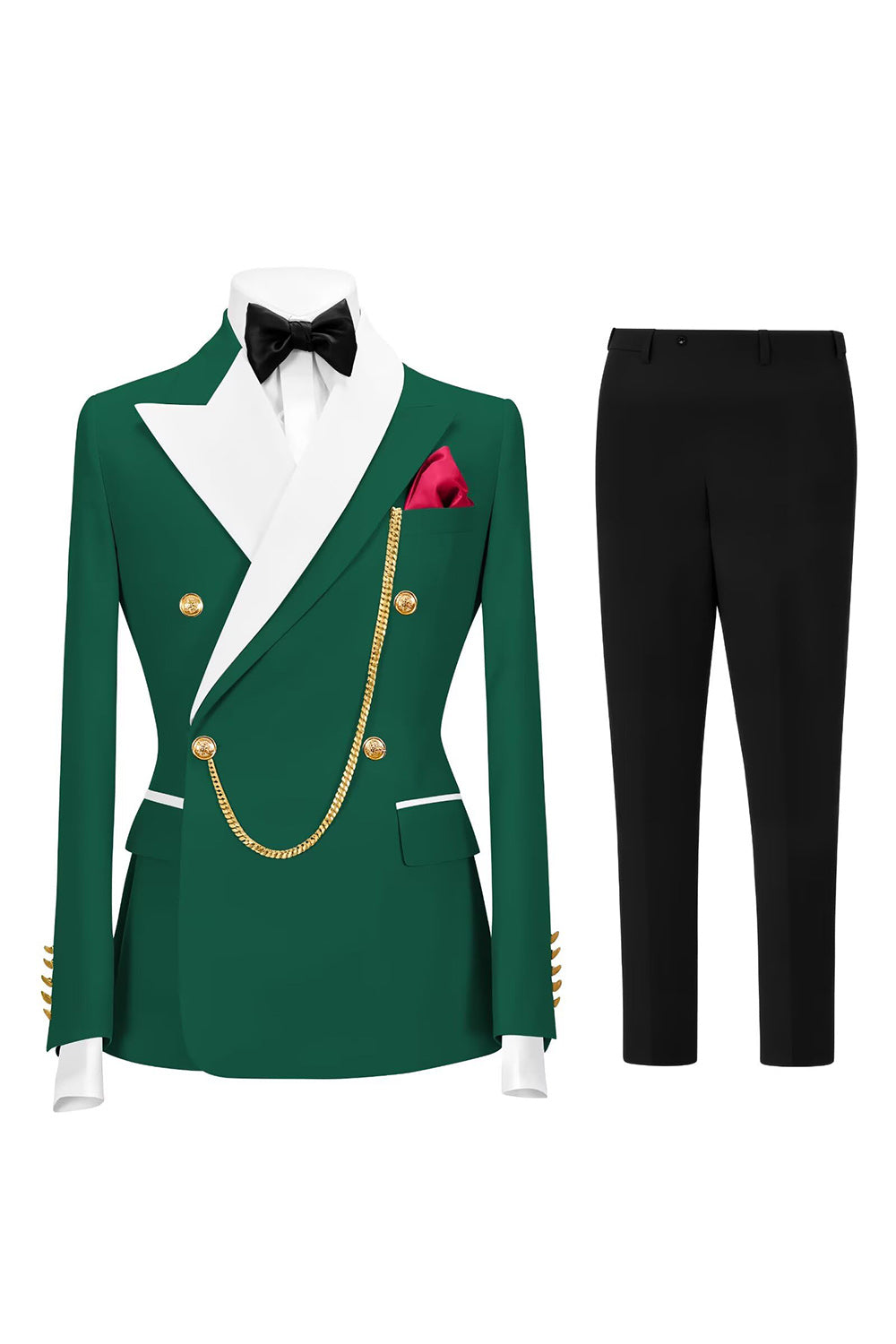 2 Piece Champagne Peak Lapel Double Breasted Men's Prom Suits