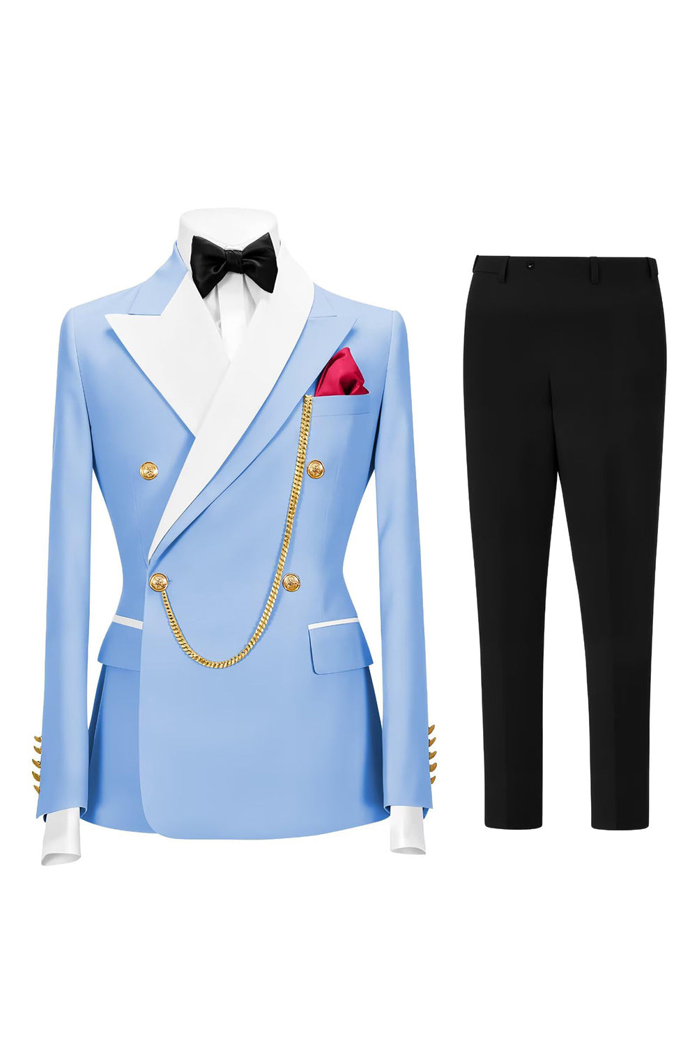 2 Piece Champagne Peak Lapel Double Breasted Men's Prom Suits
