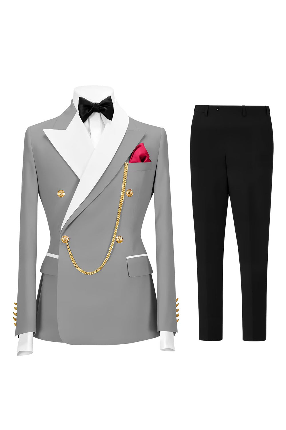 2 Piece Champagne Peak Lapel Double Breasted Men's Prom Suits