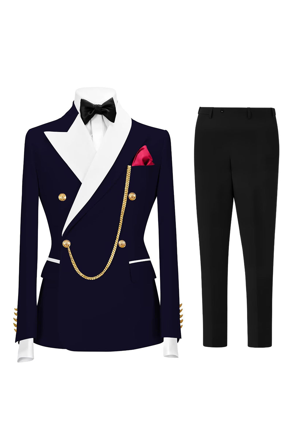 2 Piece Champagne Peak Lapel Double Breasted Men's Prom Suits