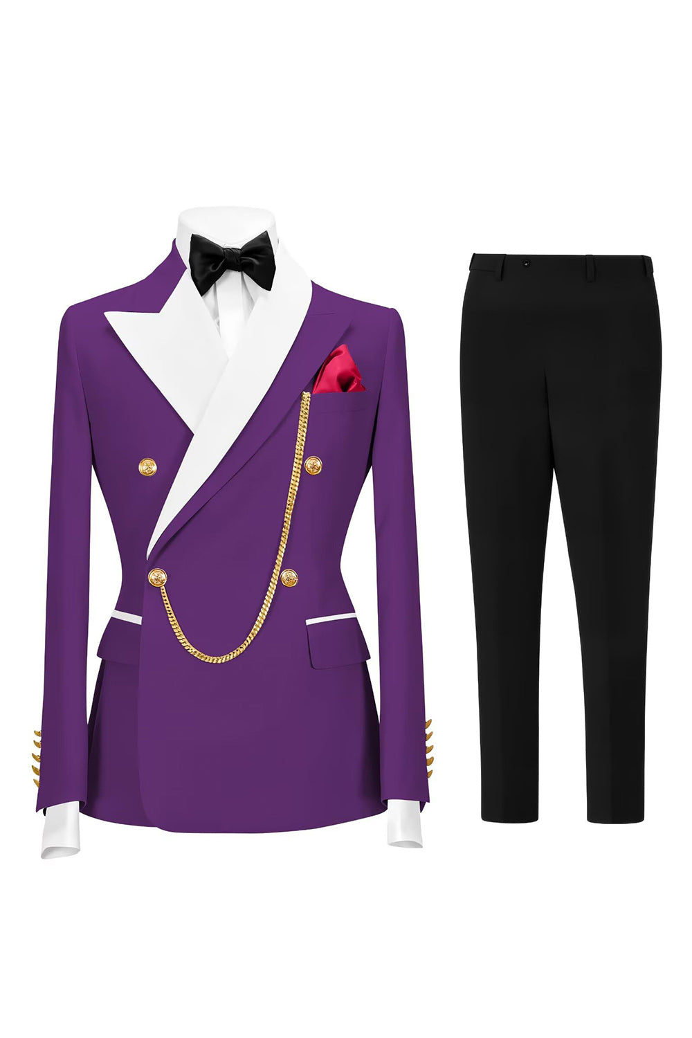 2 Piece Champagne Peak Lapel Double Breasted Men's Prom Suits