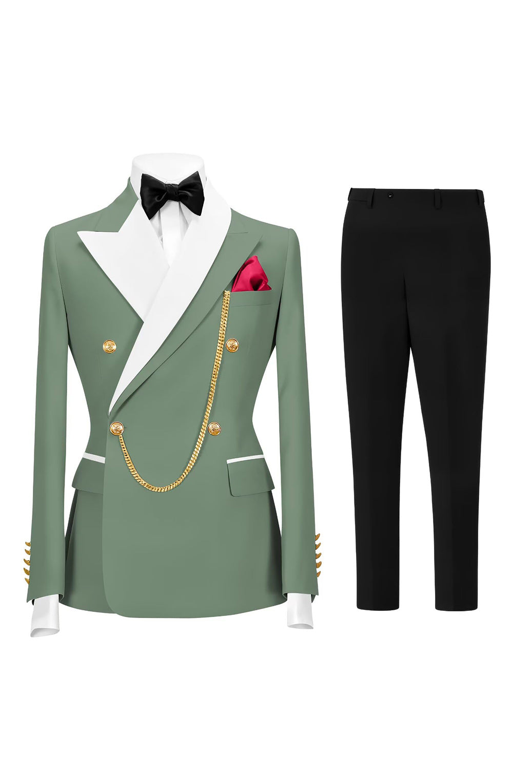 2 Piece Champagne Peak Lapel Double Breasted Men's Prom Suits