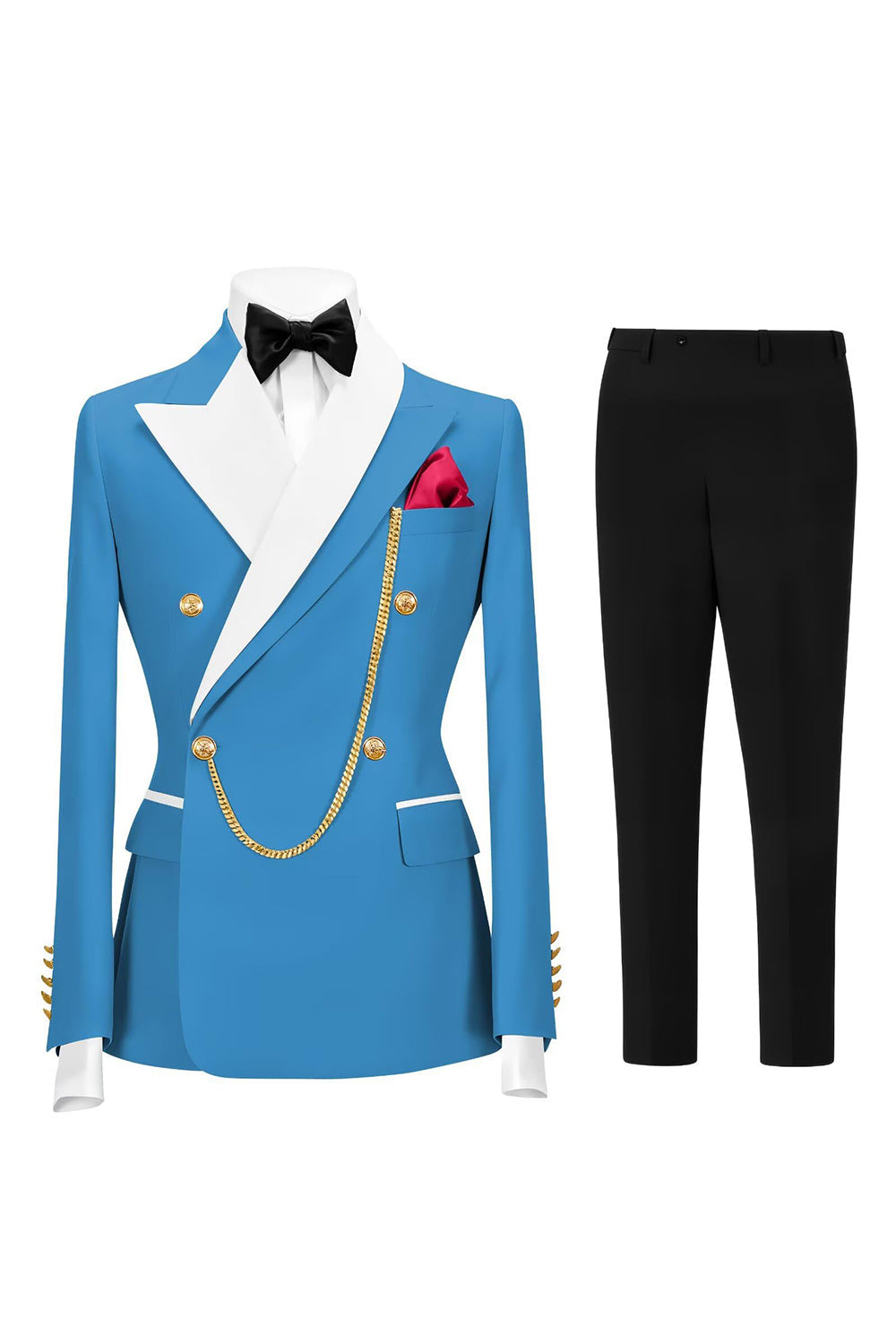 2 Piece Champagne Peak Lapel Double Breasted Men's Prom Suits