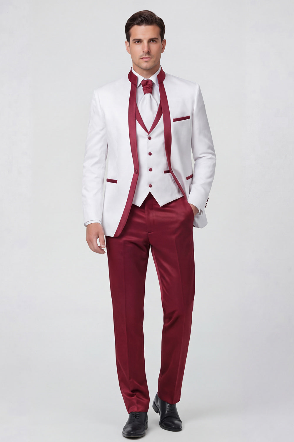 3 Piece Royal Blue One Button Printed Men's Prom Suits