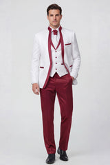 3 Piece Royal Blue One Button Printed Men's Prom Suits