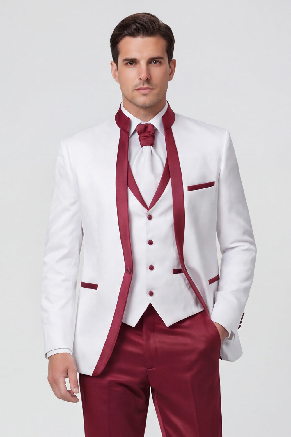 3 Piece Royal Blue One Button Printed Men's Prom Suits
