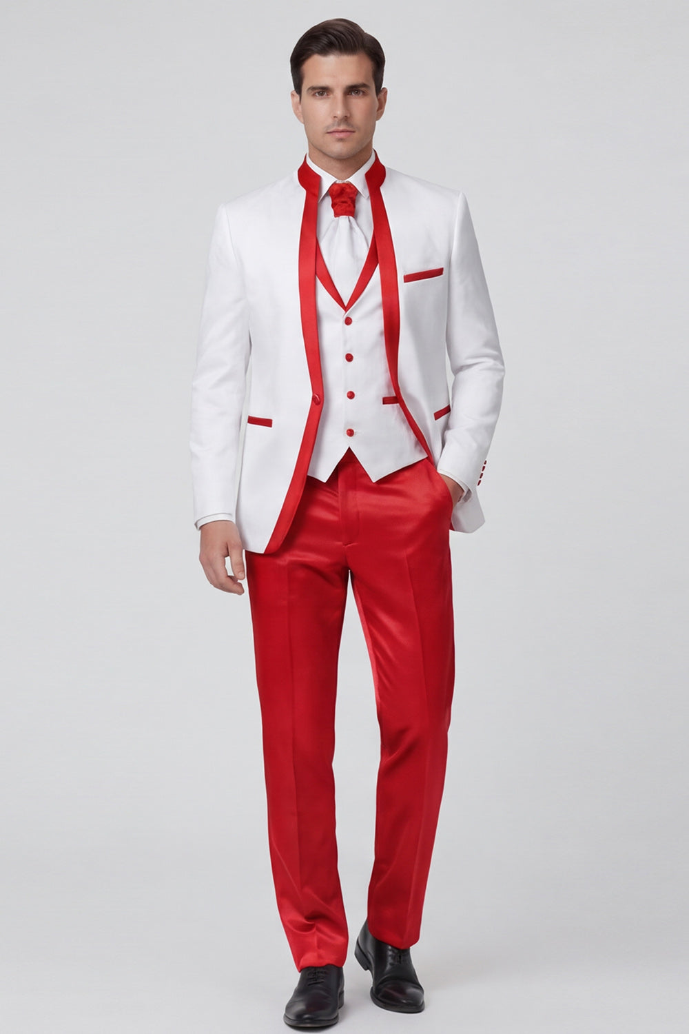 3 Piece Royal Blue One Button Printed Men's Prom Suits